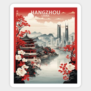 Hangzhou China Vintage Poster Tourism Sticker